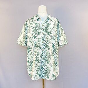 Lucky Brand Classic Fit Green and White Leaf Print Shirt